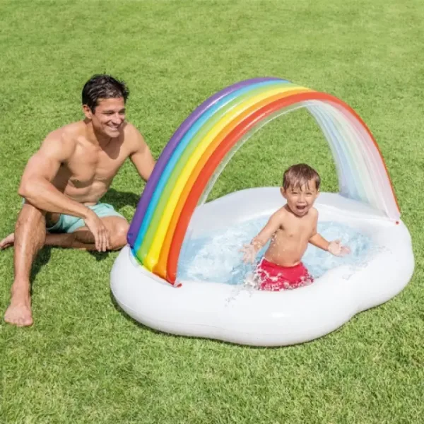 intex: Piscină baby curcubeu gonflabilă 142x119x84cm imaginea 2