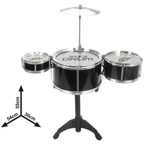 Jazz Drum stand 4 părți culoarea neagră set jucărie imaginea 2