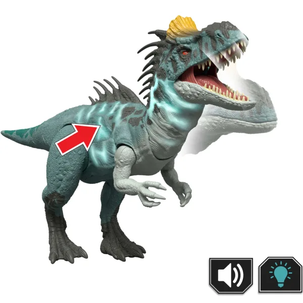 Jurassic World: Dinozaur atacator Cryolophosaurus cu sunet și lumină – Mattel imaginea 2