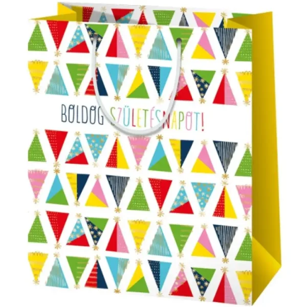 La mulți ani geantă de cadou exclusivă mare cu model colorat 27x14x33cm imaginea 1