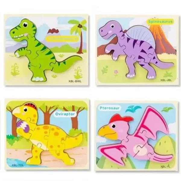 Lemn dinozaur formă puzzle mai multe variante imaginea 2
