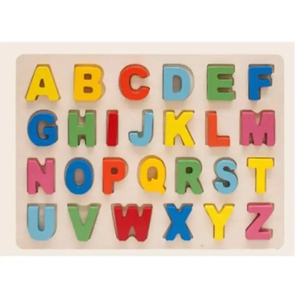 Litere ABC lemn cu forme colorate imaginea 1