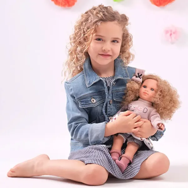 Llorens: Elena păpușă într-o rochie florală din tul cu păr blond ondulat 35cm imaginea 4