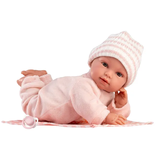 Llorens: Olivia, păpușă plângătoare de 38 cm, cu pătură în carouri imaginea 3