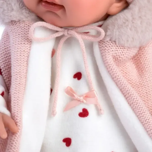 Llorens: Tina 44cm păpușă cu funcție de plâns în vestă roz imaginea 4