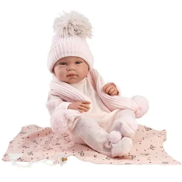 Llorens: Tina nou nascută păpușă in roz set cu pătură si suzetă 43cm imaginea 3