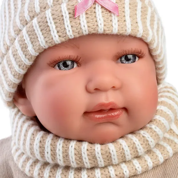Llorens: Tina, păpușă nou-născută de 44 cm, cu sunete, îmbrăcată într-un costum cu vulpiță imaginea 4