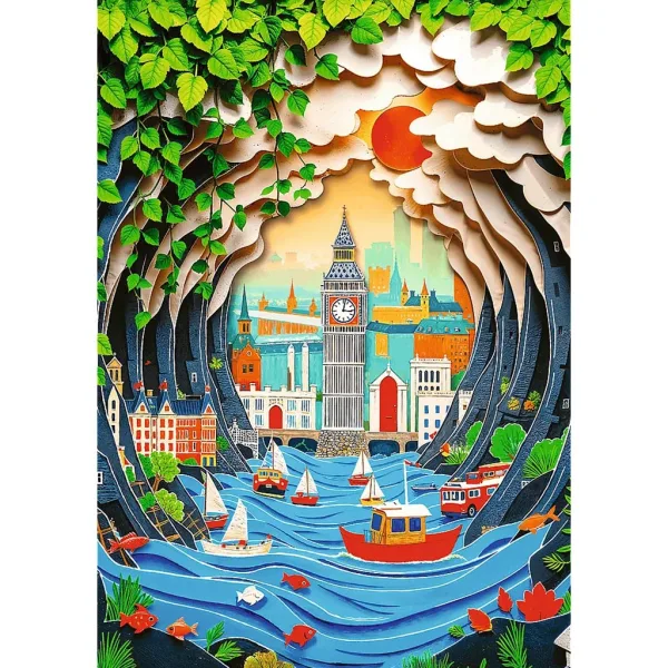 London 3D efect de 40 de ani ediție aniversară puzzle de 1000 de piese - Trefl imaginea 2