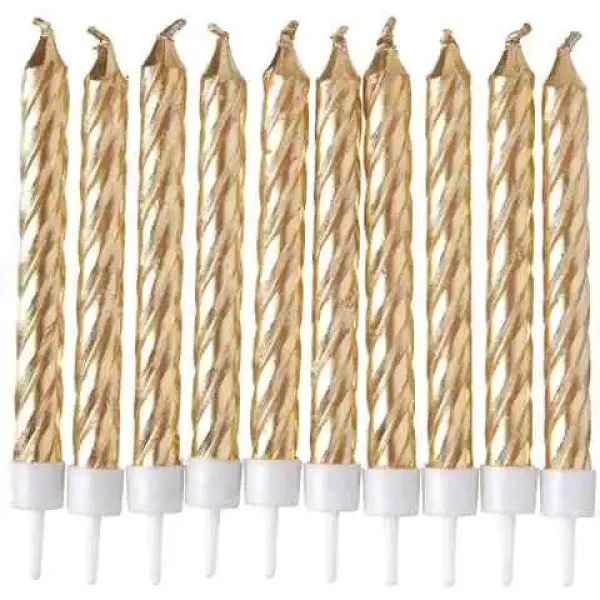 Lumânare auriu set de 10 bucăţi imaginea 2
