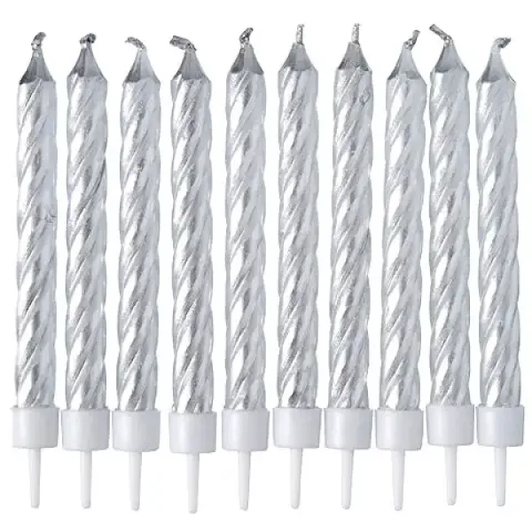 Lumânare de culoare argintiu set de 10 bucăţi imaginea 2