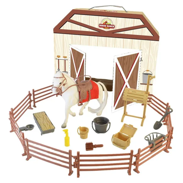 Luna: Set de figurine ecvestre de la Ferma de Cai cu grajd și accesorii imaginea 2