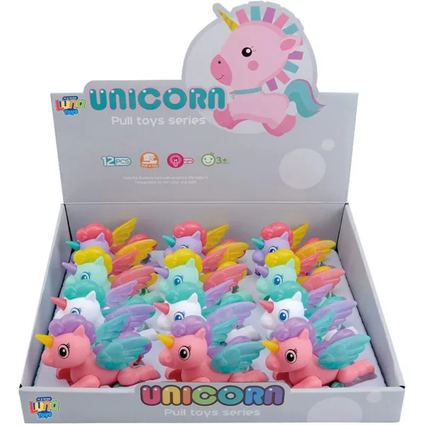 Luna: Unicorn zburător cu lumini, cu mecanism de învârtire, disponibil în mai multe culori 1buc imaginea 1