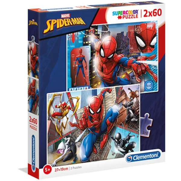 Marvel Spider-Man Supercolor puzzle 2 în 1 2x60 bucăți - Clementoni imaginea 1