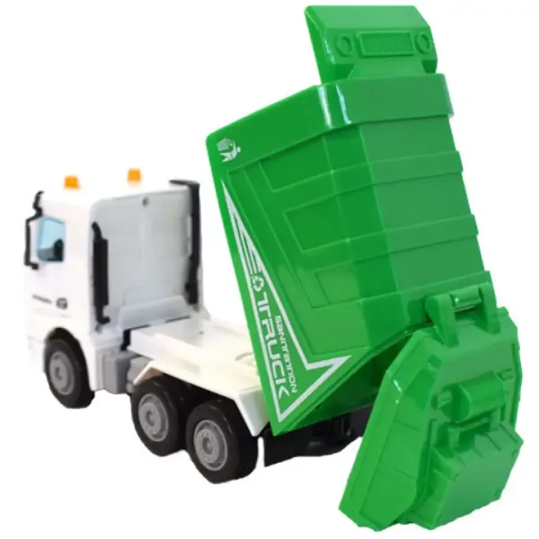 Mașină de gunoi verde 17 cm imaginea 3