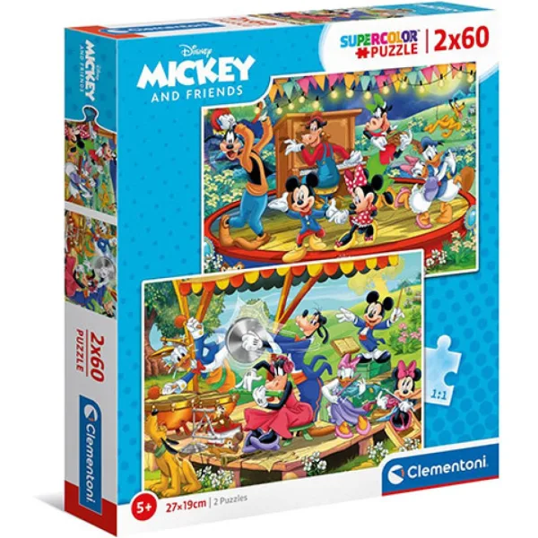 Mickey Mouse Supercolor 2 in 1 puzzle 2x60 bucăți - Clementoni imaginea 1
