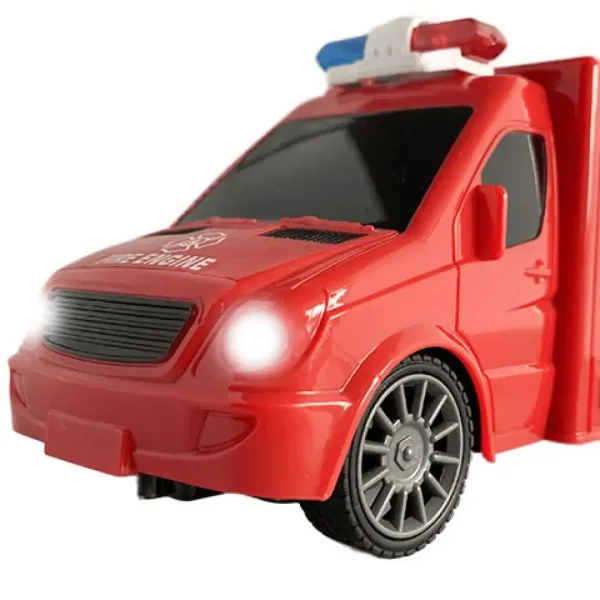 Microbuz de stingere a incendiilor cu telecomandă RC cu efecte de lumină și sunet la scară 1:18 20cm imaginea 4