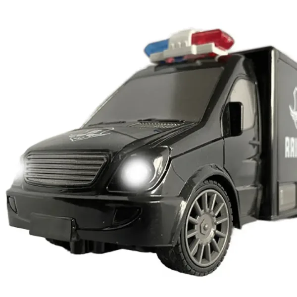 Microbuz RC cu telecomandă care transportă bani cu efecte de lumină și sunet la scară 1:18 20cm imaginea 4