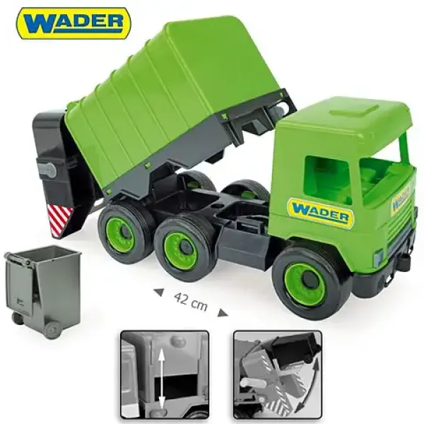 Middle Truck: Maşină de gunoi 43 cm verde - Wader imaginea 3