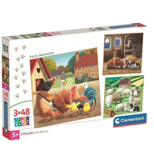 Momente de fermă 3x48buc Super Color puzzle - Clementoni imaginea 1