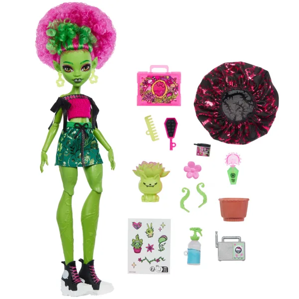 Monster High Îngrijire Monstruoasă Venus McFlytrap păpușă cu accesorii - Mattel imaginea 3