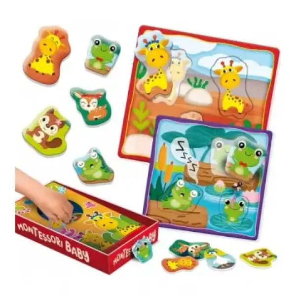 Montessori: Baby Box puzzle de formă a abilităților de potrivire - Animale imaginea 2