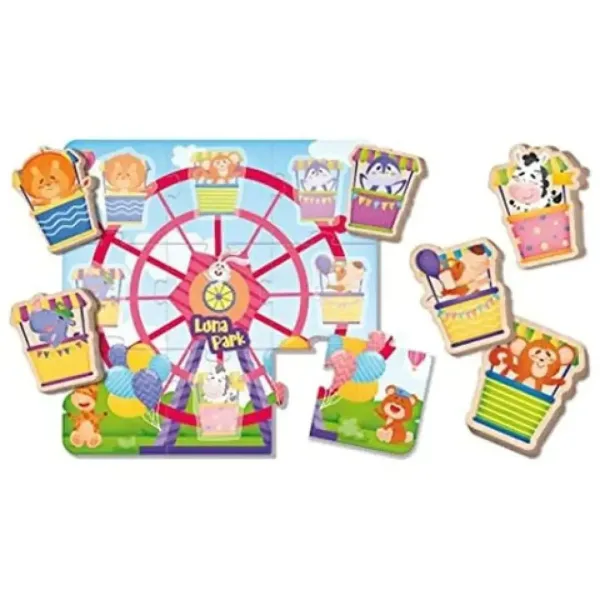 Montessori baby lemn puzzle - Parc de distracții imaginea 2