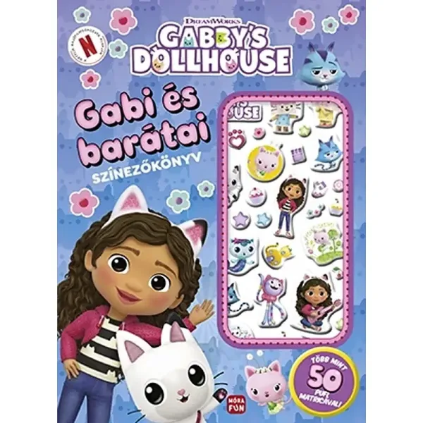 Móra: Gabi și prietenii - Casa de păpuși Gabi - carte de colorat cu autocolante pufoase imaginea 1