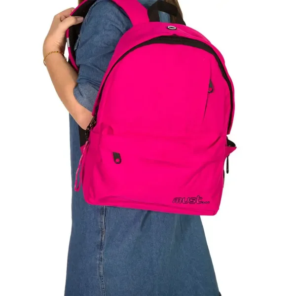 Must: Geantă școală rotunjită roz cu patru compartimente, rucsac 32x17x42cm ​ imaginea 2
