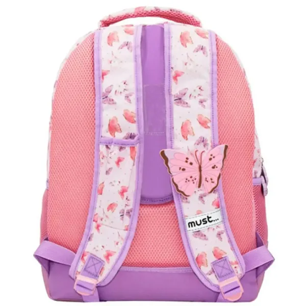 Must Geantă școlară 3D Butterfly cu 3 compartimente, rucsac 32x18x43cm imaginea 2