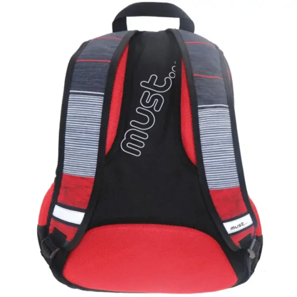 Must: roșu-negru 2 in 1 patru compartimente rucsac, ghiozdan 47x25x33cm imaginea 2