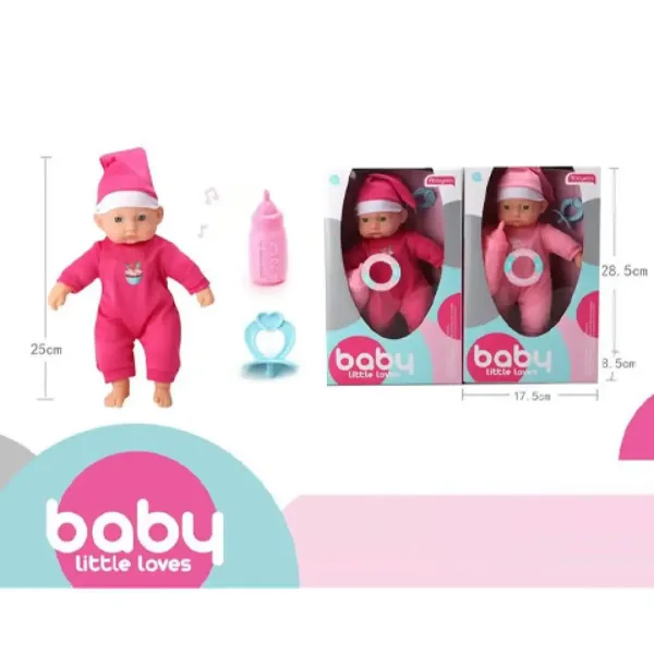 Păpușă baby în pijama cu suzetă, sticlă în două variante imaginea 2
