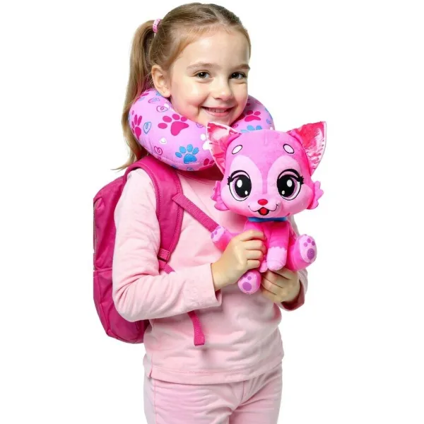 Păpușa de călătorie – Rosie Jetset Aventurier Kitti pisică de pluș cu valiză și pernă pentru gât imaginea 3