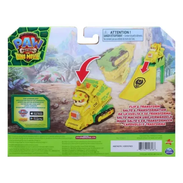 Paw Patrol Dino Movie - Vehicule acrobatic răsturnat Rubble - Spin Master imaginea 2
