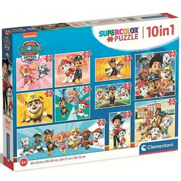 Paw Patrol Supercolor 10 in 1 puzzle - Clementoni imaginea 1