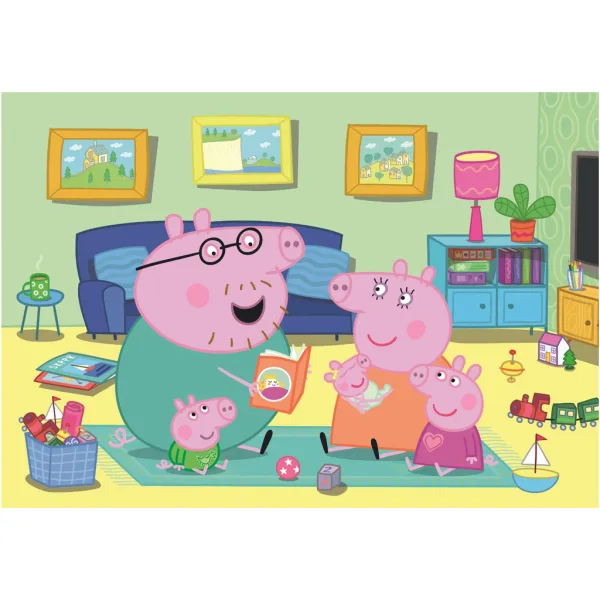 Purcelușa Peppa: distracție în familie - puzzle Supercolor de 60 de piese - Clementoni imaginea 2