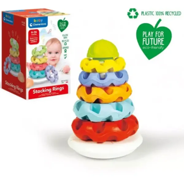 Piramidă inelară realizată 100% din plastic reciclat - Clementoni baby imaginea 3