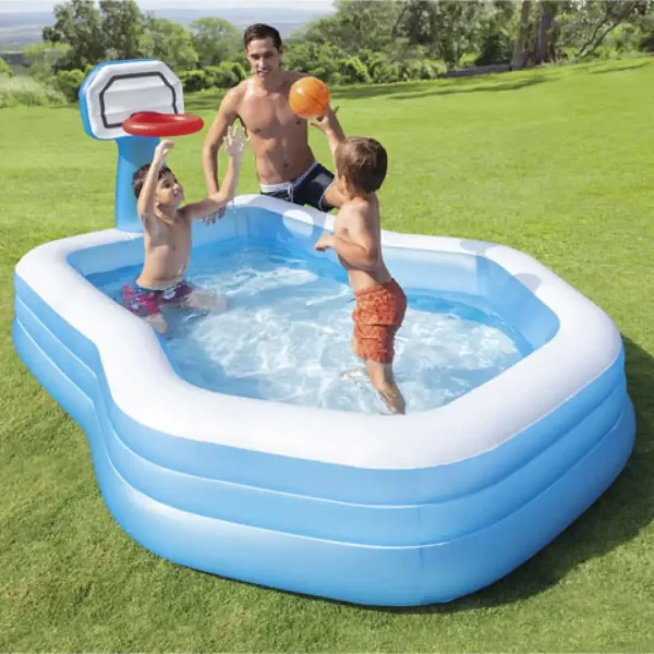 Piscină de familie cu coș de baschet 257x188x130cm imaginea 2