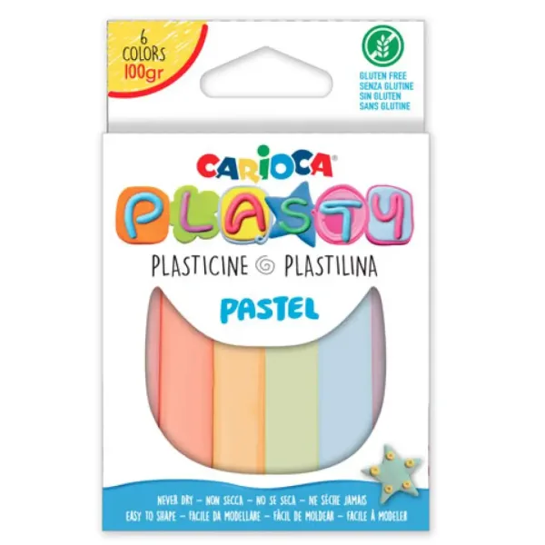 Plastilină colorată pentru modelare 6 bucăți 100g - Carioca imaginea 1