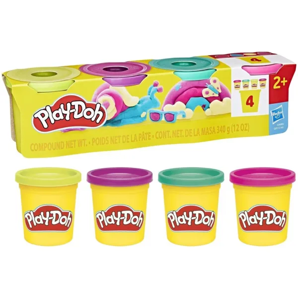 Play-Doh: Set de plastilină în borcănele, 4 bucăți, 340 g - Hasbro imaginea 2