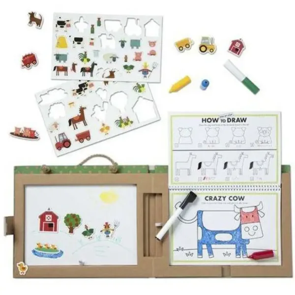 Play & Draw Create set de joacă de desen magnetică fermă - Melissa & Doug imaginea 2