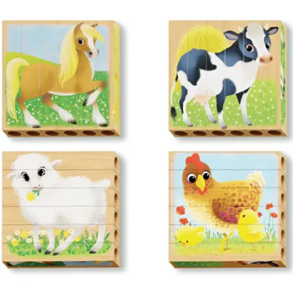 PlayBio Animale de curte 4 in 1 puzzle lemn - Quercetti imaginea 2