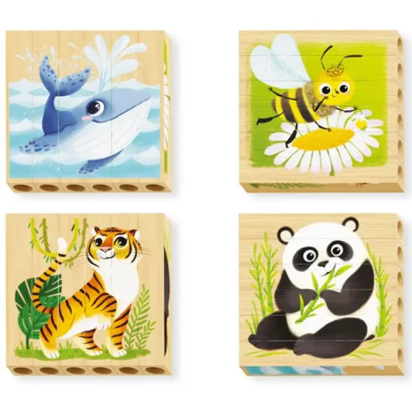 PlayBio Animale pe cale de dispariție 4 in 1 puzzle lemn - Quercetti imaginea 2