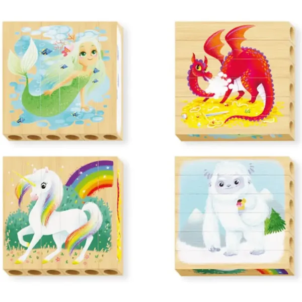 PlayBio Creaturi fantastice 4 in 1 puzzle lemn - Quercetti imaginea 2