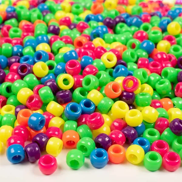 PlayBox: Pachet de 1000 de perle colorate în formă de cilindru, culori neon imaginea 1