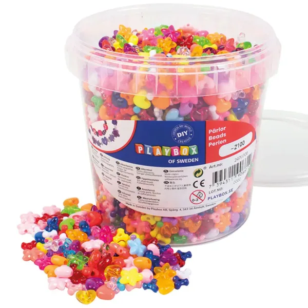 PlayBox: Mărgele colorate din plastic 8-13 mm 2100buc imaginea 1
