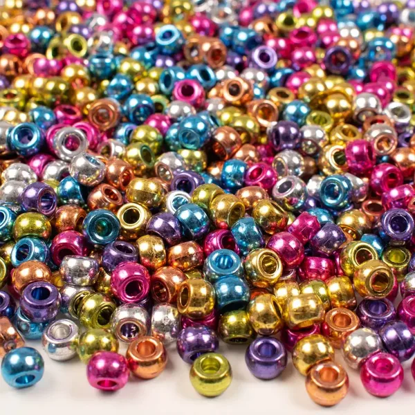 PlayBox: Pachet de 1000 de mărgele colorate în formă de cilindru culori metalice imaginea 1