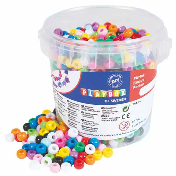 PlayBox: Set de mărgele din plastic colorate de 1200 de bucăți cu găleată imaginea 1