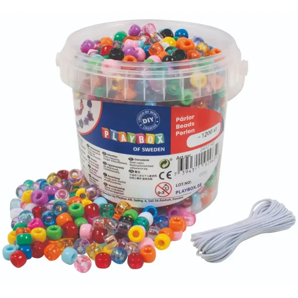 PlayBox: Set de mărgele transparente și colorate de 1200 de bucăți imaginea 1