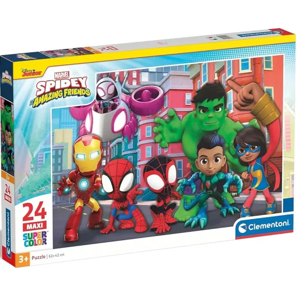Păianjenul și supereroii 24 de piese maxi supercolor puzzle - Clementoni imaginea 1
