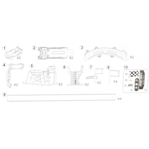 Power Track: 22 bucăți Set pistă de curse cu intersecție și 2 mașini mici 1/64 imaginea 3